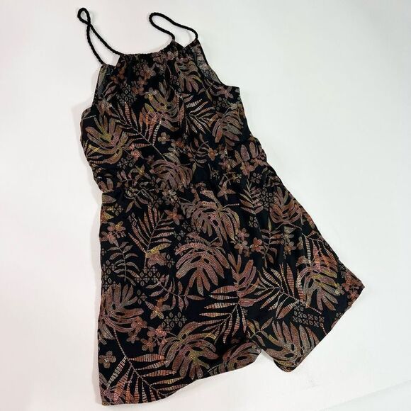 A New Day Romper Women's XL Tropical Floral Halter Sleeveless Elastic Waist NWT - Picture 9 of 10
